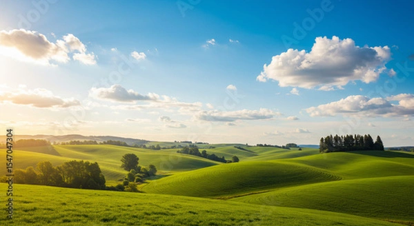 Obraz summer landscape with green field and blue sky