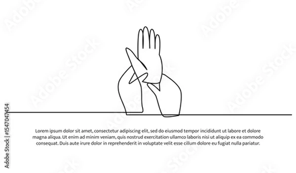 Fototapeta One line massaging hands. Abstract minimal continuous line.