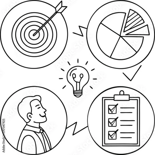 Obraz "Creative Project Management Concept with Goals, Charts, and Teamwork Elements"