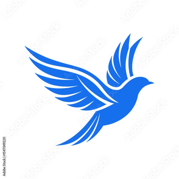 Obraz Abstract blue bird in flying logo design ai generated