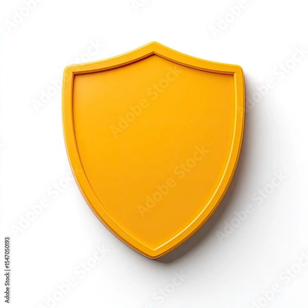 Fototapeta Yellow shield icon with smooth surface and shadow