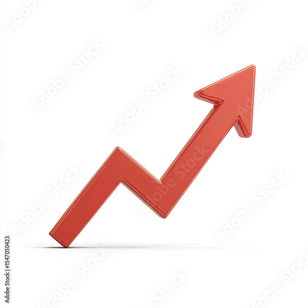 Fototapeta Red arrow symbolizing growth and success on white background