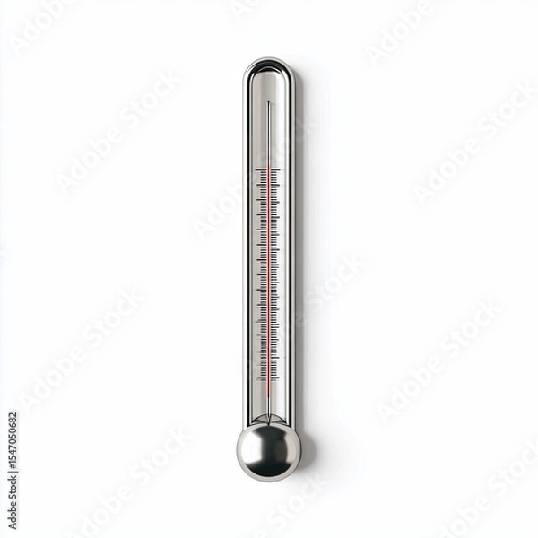 Fototapeta Mercury thermometer with metal frame showing temperature white