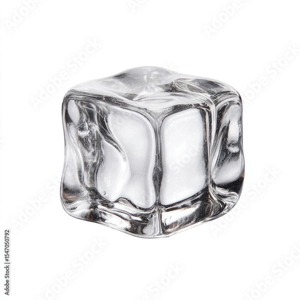 Fototapeta Clear ice cube with smooth surface and transparent texture