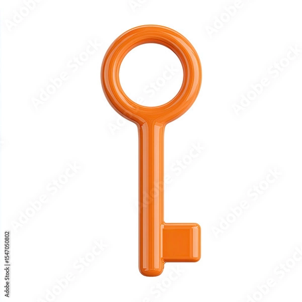 Fototapeta Orange key icon with glossy finish on white background