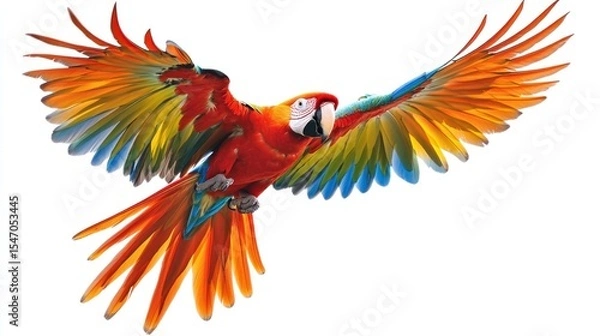 Fototapeta Colorful parrot in flight