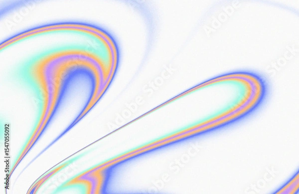 Fototapeta Abstract swirling curves patterns in green, blue, orange colors and noise grain texture flowing on white background with copy space