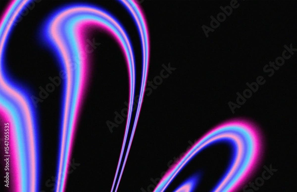 Fototapeta Abstract dynamic neon light trails patterns in purple, blue, pink colors flowing on black backdrop with copy space for glowing, futuristic, energy, electric, illumination design