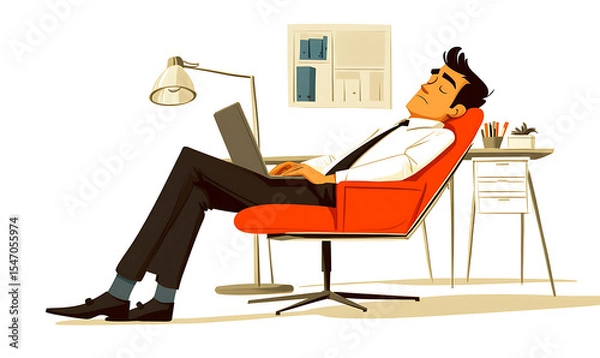 Fototapeta A comprehensive visual concept of office syndrome symptoms.