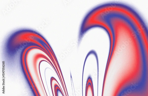 Fototapeta Red and blue gradient swirls fluids patterns flowing on white background with noise grain texture for abstract dynamic visual design and illustration