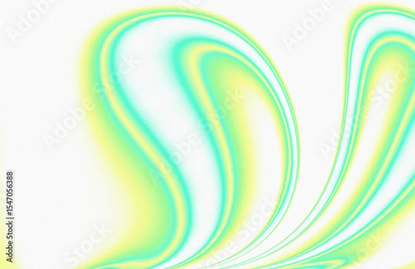 Fototapeta Flowing grainy wavy pattern with green and yellow gradient on white background with copy space for wallpaper, banner, poster, backdrop, greeting card design