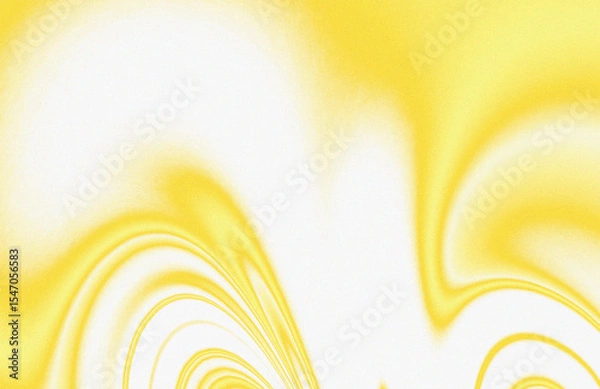 Fototapeta Abstract swirling yellow patterns and noise texture flowing on white background with empty space for artistic, dynamic, fluid, movement design 