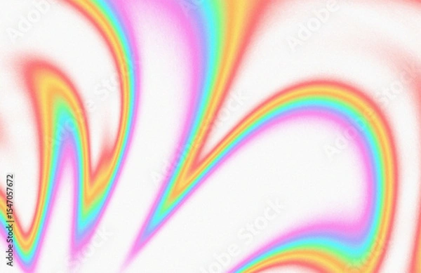 Fototapeta Abstract rainbow psychedelic swirls patterns with grainy texture effect flowing on white background for backdrop, card, cover, banner, wallpaper design illustration