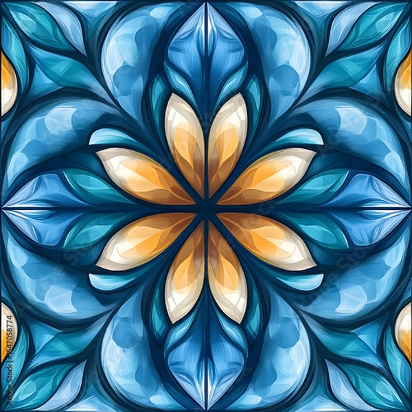 Fototapeta Seamless tile patterns combining cultural, modern, and botanical inspirations for commercial vector.