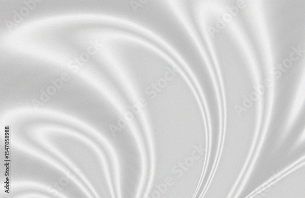 Fototapeta Swirling glowing white waves flowing on gray background with noise texture, creating serene monochrome abstract pattern for design and illustration