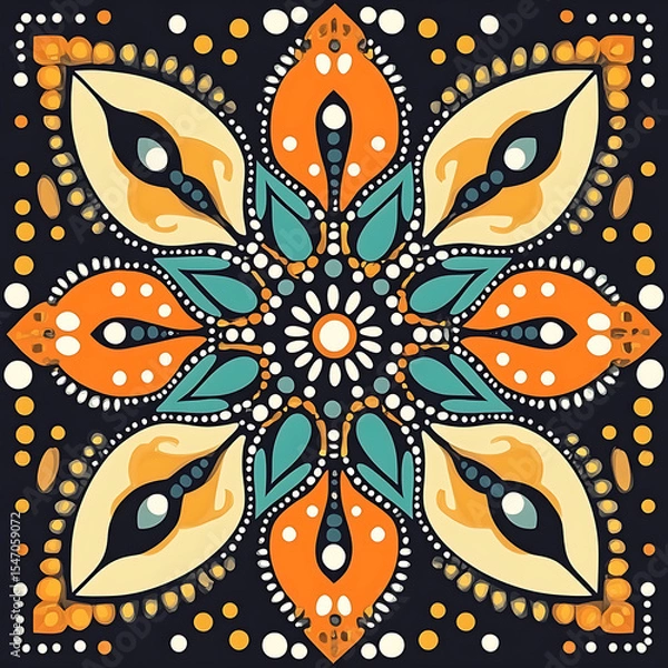 Fototapeta Seamless tile patterns combining cultural, modern, and botanical inspirations for commercial vector.