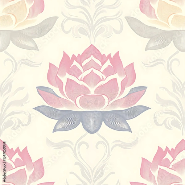 Fototapeta Seamless tile patterns combining cultural, modern, and botanical inspirations for commercial vector.