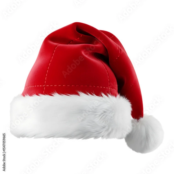 Obraz Realistic santa claus hat 3d render isolated on transparent background