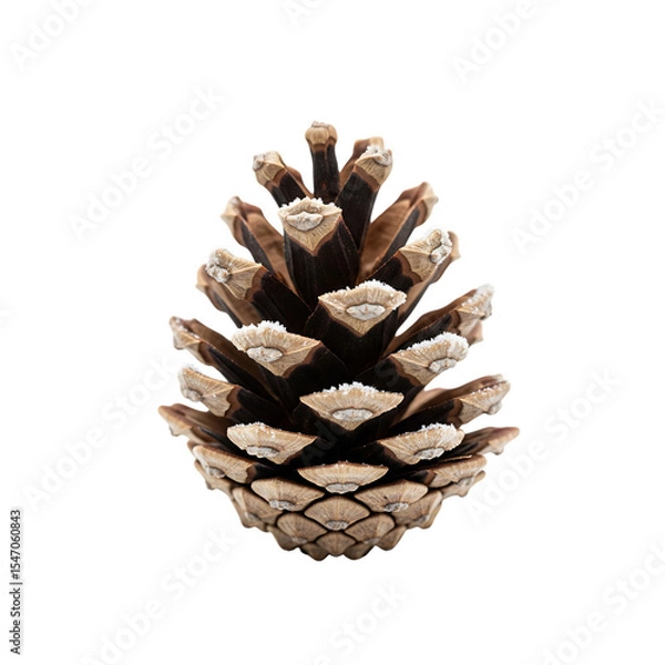 Obraz Single pine cone with frost isolated on transparent background