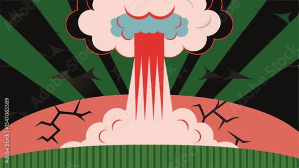 Obraz Retro Atomic Explosion Illustration Powerful Vintage Style Nuclear Blast Graphic Design Element