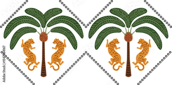 Obraz  Tropical palm tree and leopard design