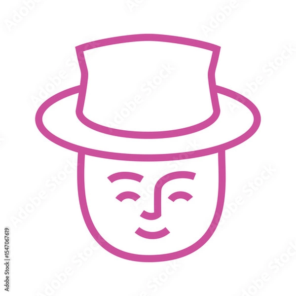 Fototapeta logo of a man wearing a hat with a smiley face, logo design inspirations