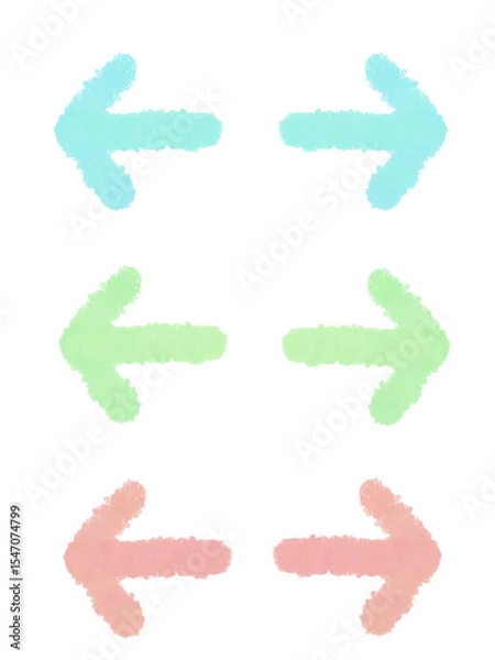 Obraz クレヨンで描いたパステルカラーの矢印イラスト