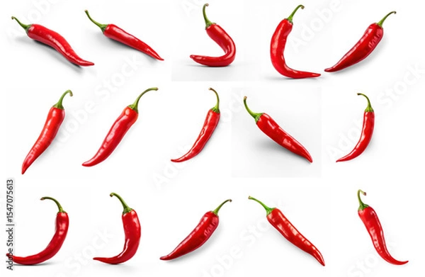 Obraz A collection of red chili peppers on a transparent background