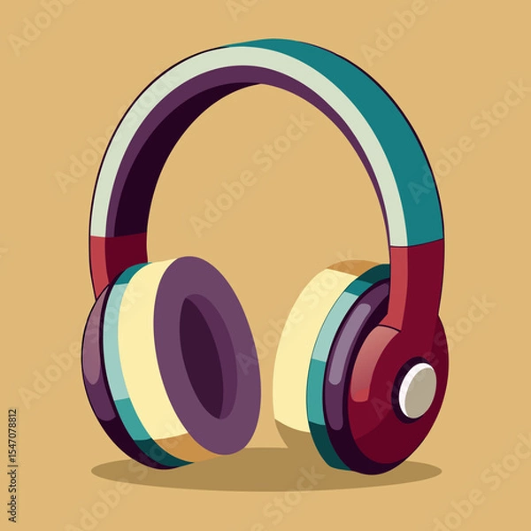 Fototapeta Stylish Retro Headphones Design Perfect for Music Branding Logos and Audio Applications