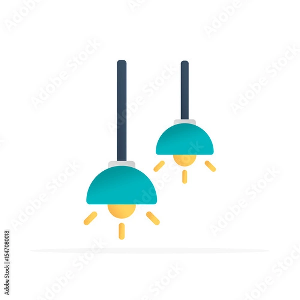 Fototapeta Hang lamp icon, colored flat vector. Modern and minimalist design.