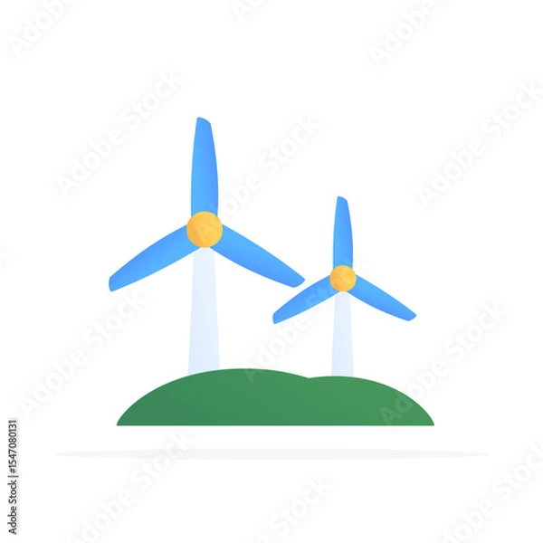 Fototapeta Wind turbine icon, colored flat vector. Modern and minimalist design.