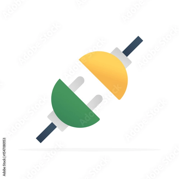 Fototapeta Plug and socket icon, colored flat vector. Modern and minimalist design.