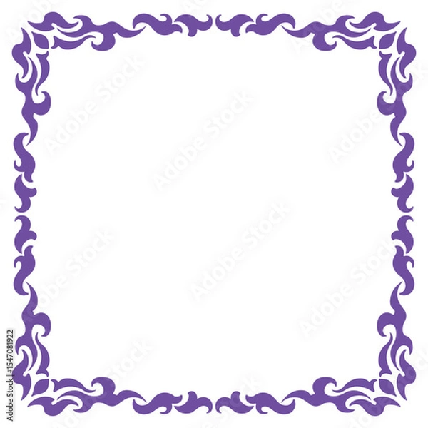 Obraz Violet purple border frame deco. Vector art simple line corner