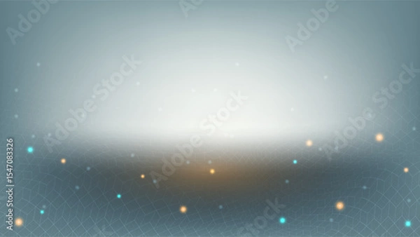 Fototapeta Abstract futuristic hexagon background. Technology polygonal design with orange and blue light effects for presentation or banner.