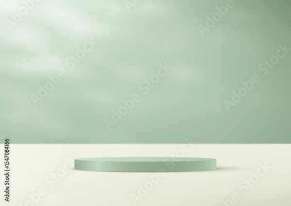 Fototapeta Pastel Green and Beige background vector 3d with white podium space for selling products on the website. Vector illustration.