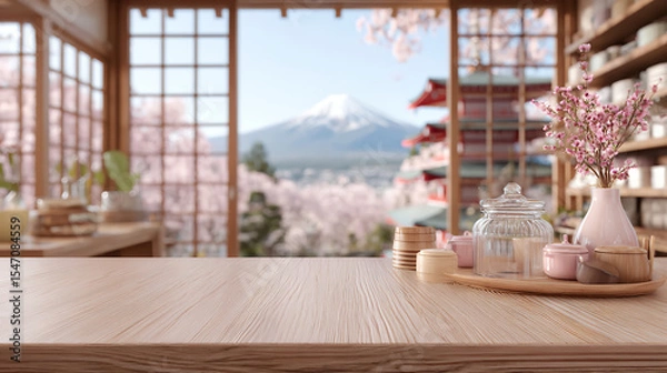 Fototapeta 日本風のテーブルとフレーム