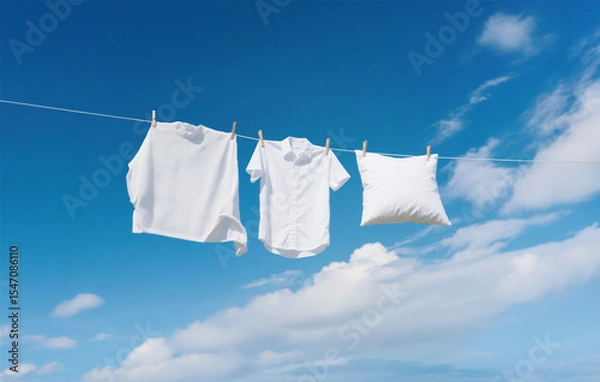 Obraz 빨래, 옷, 티셔츠, 널다, 말리다, 세탁, 장마철, 빨랫줄, 나무집게, 빨래집게