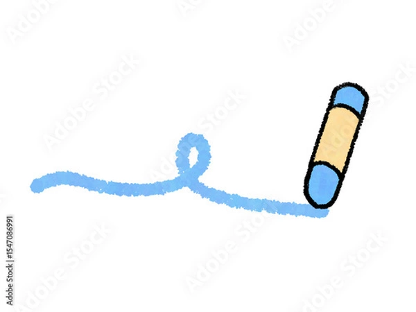 Fototapeta クレヨンで描いたクレヨンのシンプルイラスト(青)