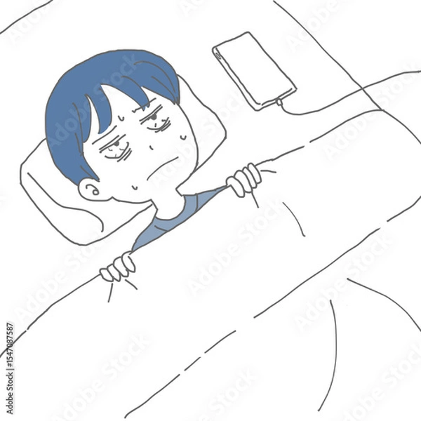 Fototapeta なかなか眠れない男性
