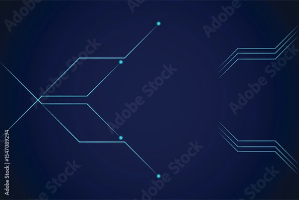 Obraz Futuristic Circuit Technology Background with Neon Blue Lines and Digital Network Elements