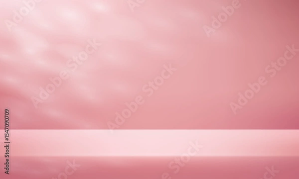 Fototapeta Empty pink studio room background with shadow leaves. Space for selling products on the website. Vector illustration.
