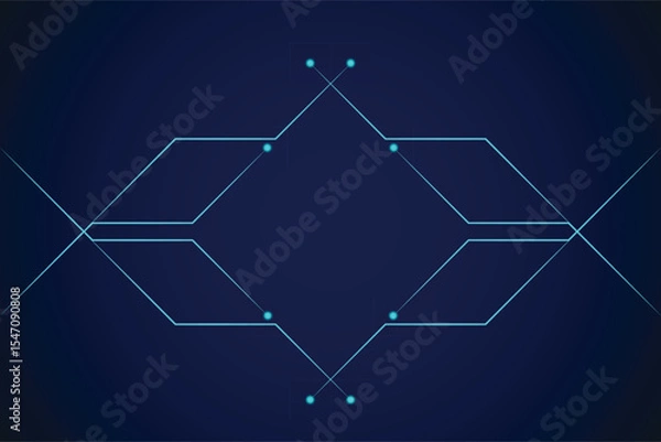 Obraz Futuristic Blue Circuit Diamond Frame Background with Digital Tech Lines and Glowing Nodes