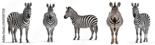 Obraz Collection set of Zebra isolated on white background