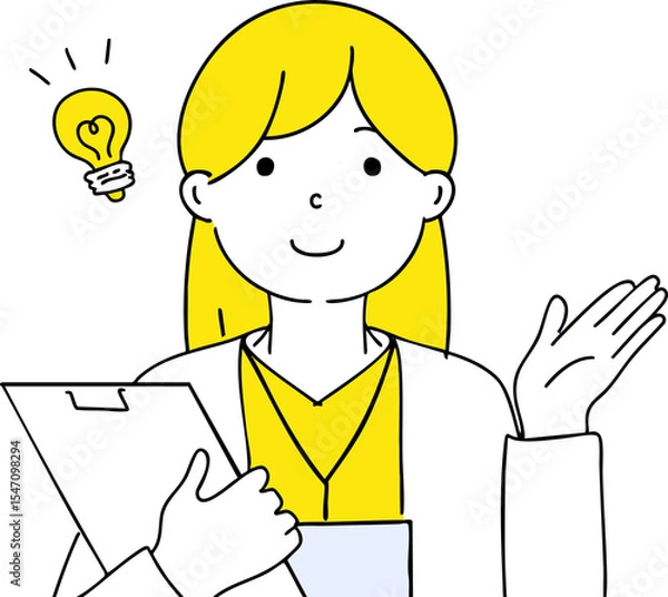 Fototapeta 提案・案内ポーズをする女性/シンプルでポップなイラスト