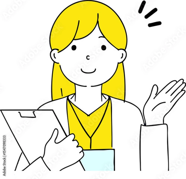 Fototapeta 提案・案内ポーズをする女性/シンプルでポップなイラスト