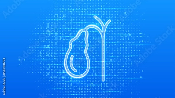 Fototapeta Gallbladder icon. Treatment and prevention of gallstone disease, cholecystitis, cholecystectomy, biliary dyskinesia. Blue medical background made with cross shape symbol. Vector illustration.