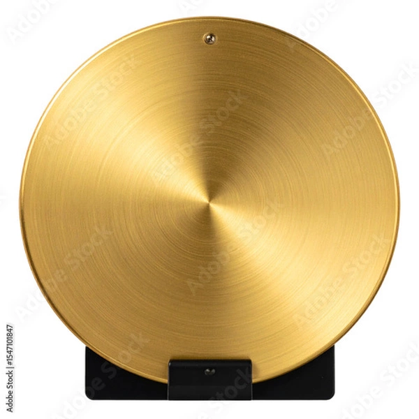 Obraz  “Flat Golden Plate Plaque with Black Stand Support, PNG Isolated”