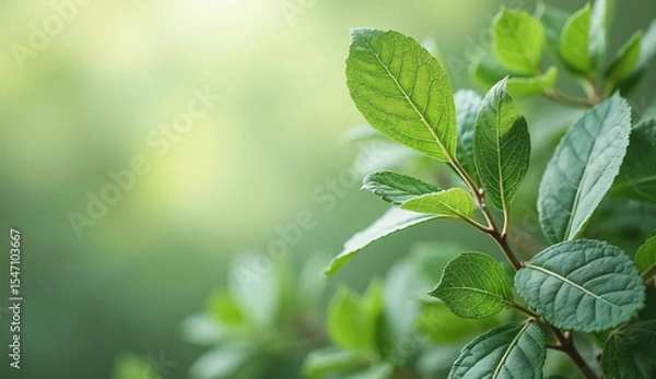 Fototapeta Green houseplants on green background. Botanical. Nature. Healing. Decoration.