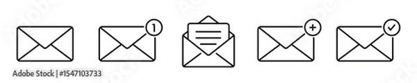 Fototapeta Envelope mail line icons set. Newsletter web buttons