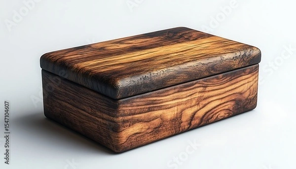 Fototapeta Wooden box mockup with dark grain and smooth finish on plain background


